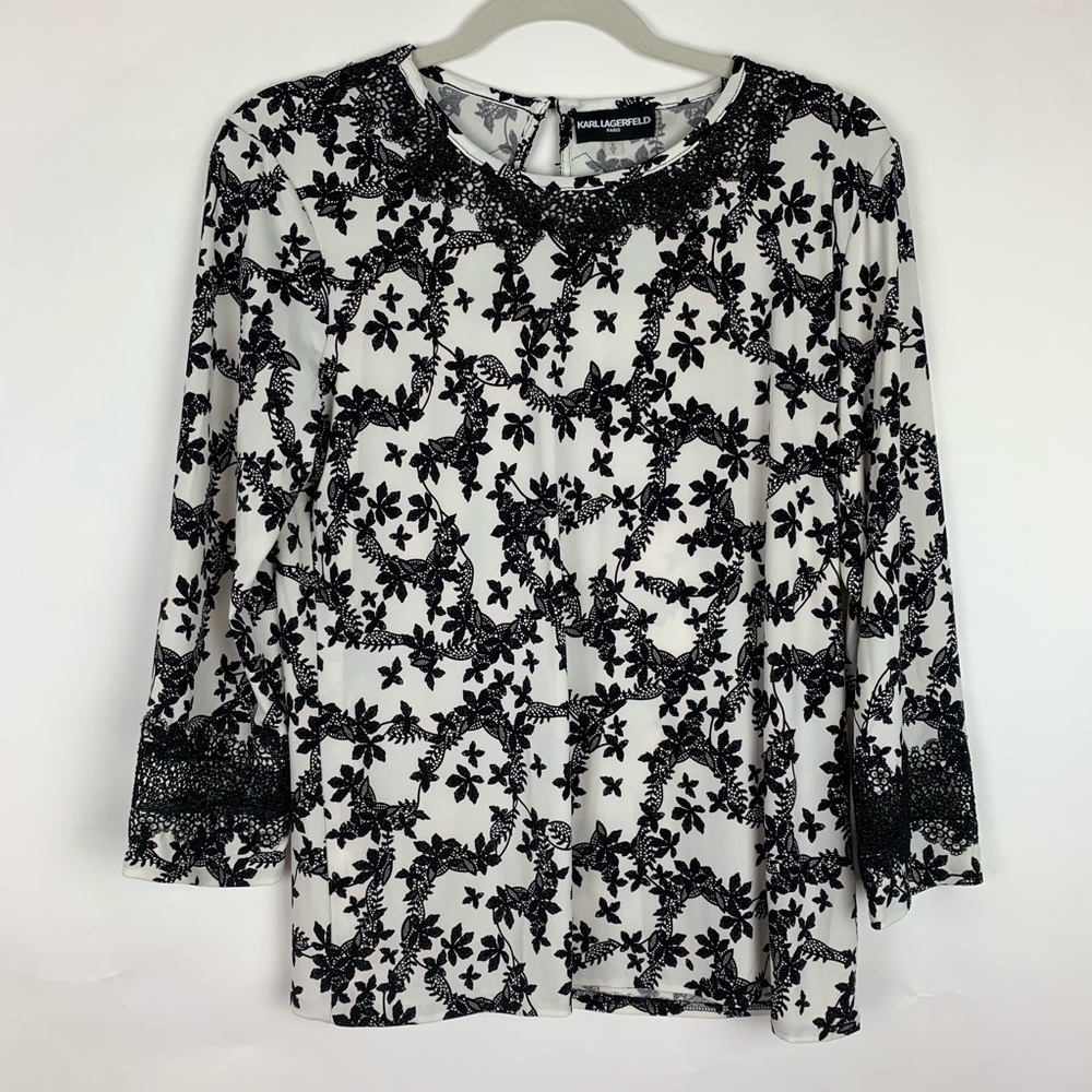 Karl Lagerfeld black and white top size small
